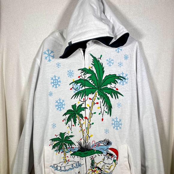 Reversible Quicksilver Hoodie Large - White Christmas theme one side and Blk os - Picture 1 of 6